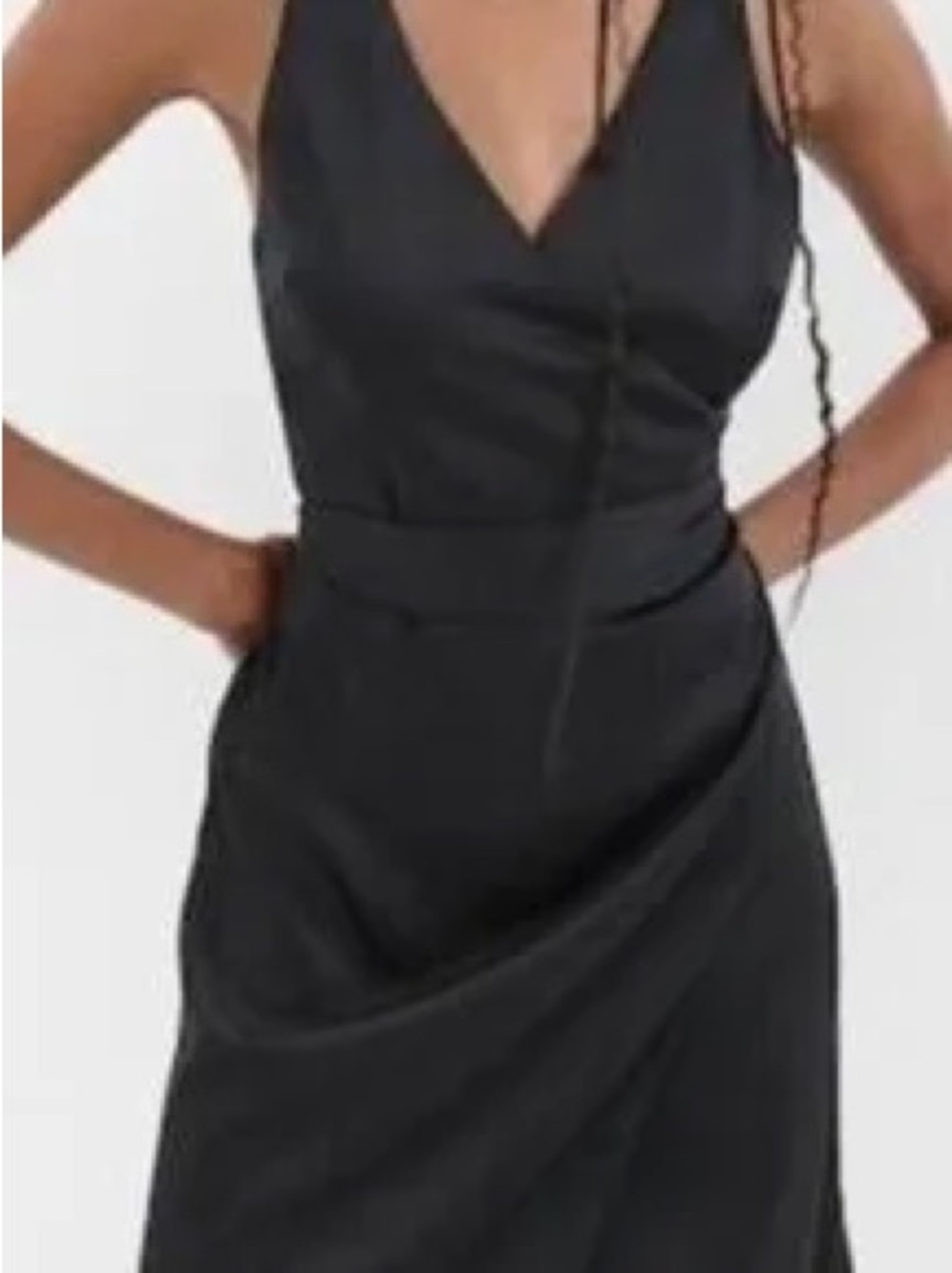 GAP Black V-Neck silky soft wrap Dress size M NWT